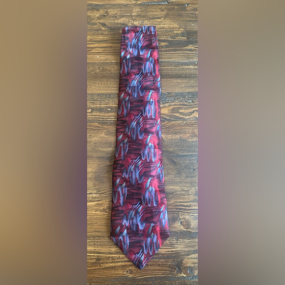 J Garcia Necktie 100% Silk "Paris‎ In The Rain" Multicolor Korea 1996 Vintage.